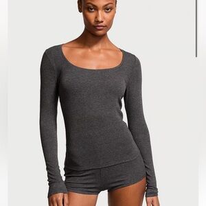 Victoria's Secret Modal Ribbed Scoop Long-Sleeve Shortie Set